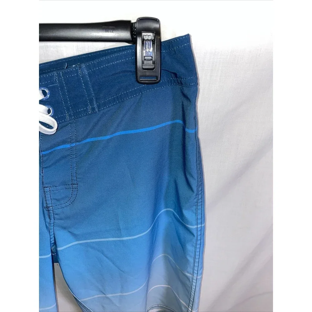 American Tall Board Shorts Men’s Size 30 Blue Striped Drawstring Pocket Ins 11